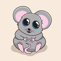 illustration de rat mignon de dessin animé de souris vecteur