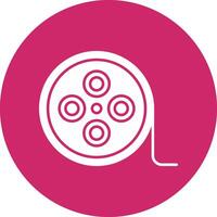 icône de cercle de glyphe de bobine de film vecteur