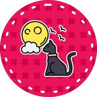 noir chat ligne rempli autocollant icône vecteur