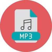 mp3 plat cercle icône vecteur