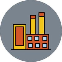 industriel bâtiments ligne rempli multicolore cercle icône vecteur