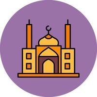 mosquée ligne rempli multicolore cercle icône vecteur