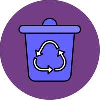 recycler poubelle ligne rempli multicolore cercle icône vecteur