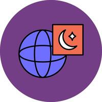 Islam ligne rempli multicolore cercle icône vecteur