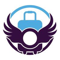 ailes sac Voyage Créatif logo conception illustration. vecteur