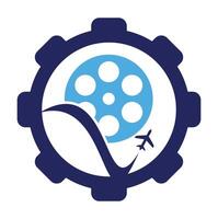 Voyage film équipement forme concept logo conception vecteur icône.