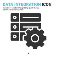 vecteur d'icône d'intégration de données avec style de contour isolé sur fond blanc. concept d'icône de symbole de signe de base de données d'illustration vectorielle pour l'informatique numérique, le logo, l'industrie, la technologie, les applications, le web et le projet