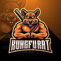 création de logo mascotte rat kungfu esport vecteur