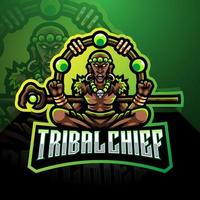 logo de la mascotte du chef tribal esport vecteur