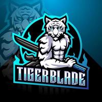 tigre blanc avec logo mascotte esport lame vecteur