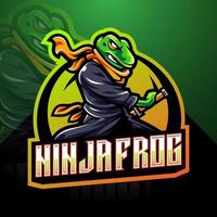 logo mascotte esport grenouille ninja vecteur