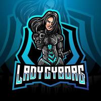 création de logo de mascotte lady cyborg esport vecteur