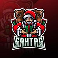 création de logo de mascotte santa esport vecteur