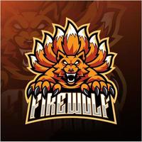 création de logo de mascotte de loup de feu esport vecteur