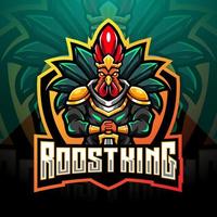 création de logo de mascotte esport roi coq vecteur