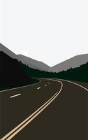 route vide, paysage de voyage sur la route de la montagne environnante verte. illustration vectorielle vecteur