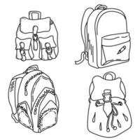 ensemble de sacs à dos de contour différent, illustration vectorielle vecteur