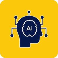 artificiel intelligence glyphe carré deux Couleur icône vecteur