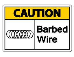 Attention, signe de symbole de fil de fer barbelé sur fond blanc, illustration vectorielle vecteur