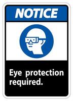 Avis signe protection des yeux symbole requis isoler sur fond blanc vecteur