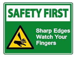 Les premiers bords tranchants de la sécurité surveillent le signe du symbole de vos doigts sur fond blanc vecteur