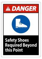 Signal de danger chaussures de sécurité obligatoires au-delà de ce point vecteur