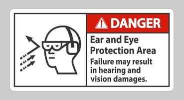 zone de protection des oreilles et des yeux de signe de danger, une défaillance peut entraîner des dommages auditifs et visuels vecteur