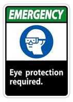 Protection des yeux signe d'urgence symbole requis isoler sur fond blanc vecteur