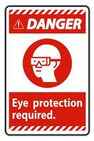 Panneau de danger protection des yeux symbole requis isoler sur fond blanc vecteur