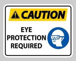 Attention, signe de protection oculaire requise sur fond blanc vecteur