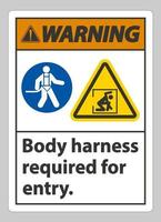 panneau d'avertissement harnais de corps requis pour l'entrée vecteur