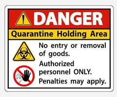 Danger quarantaine holding area sign isolé sur fond blanc, vector illustration eps.10