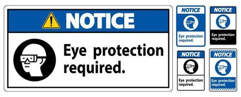 Avis signe protection des yeux symbole requis isoler sur fond blanc vecteur