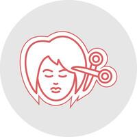 femme cheveux ligne autocollant multicolore icône vecteur