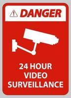 signe de danger cctv surveillance vidéo 24 heures vecteur