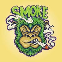 joint de mauvaises herbes de singe fumant une cigarette illustrations vecteur