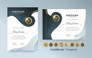 modèle de certificat d'appréciation et conception de badges premium de luxe vectoriel