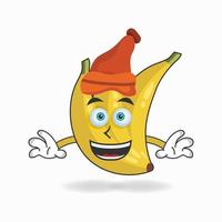 le personnage mascotte banane coiffé d'un chapeau. illustration vectorielle vecteur