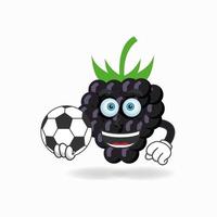 le personnage mascotte raisin devient un joueur de football. illustration vectorielle vecteur