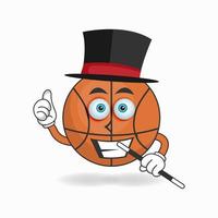 le personnage de mascotte de basket-ball devient un magicien. illustration vectorielle vecteur