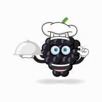 le personnage mascotte raisin devient chef. illustration vectorielle vecteur