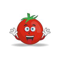 personnage de mascotte de tomate avec une expression riante et une langue collante. illustration vectorielle vecteur