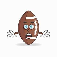 personnage de mascotte de football américain avec une expression choquée. illustration vectorielle vecteur