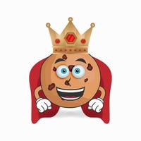 le personnage mascotte des cookies devient un roi. illustration vectorielle vecteur