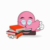 le personnage mascotte des gants devient bibliothécaire. illustration vectorielle vecteur