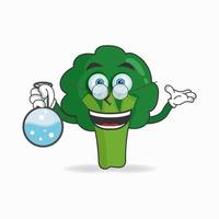 le personnage mascotte brocoli devient un scientifique. illustration vectorielle vecteur