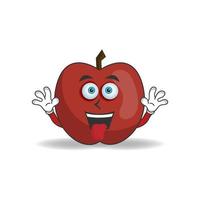 personnage de mascotte de pomme avec une expression riante et une langue collante. illustration vectorielle vecteur