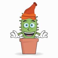 le personnage mascotte cactus portant un chapeau. illustration vectorielle vecteur