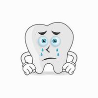 personnage de mascotte de dent avec une expression triste. illustration vectorielle vecteur