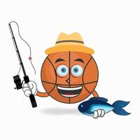 le personnage de mascotte de basket-ball pêche. illustration vectorielle vecteur